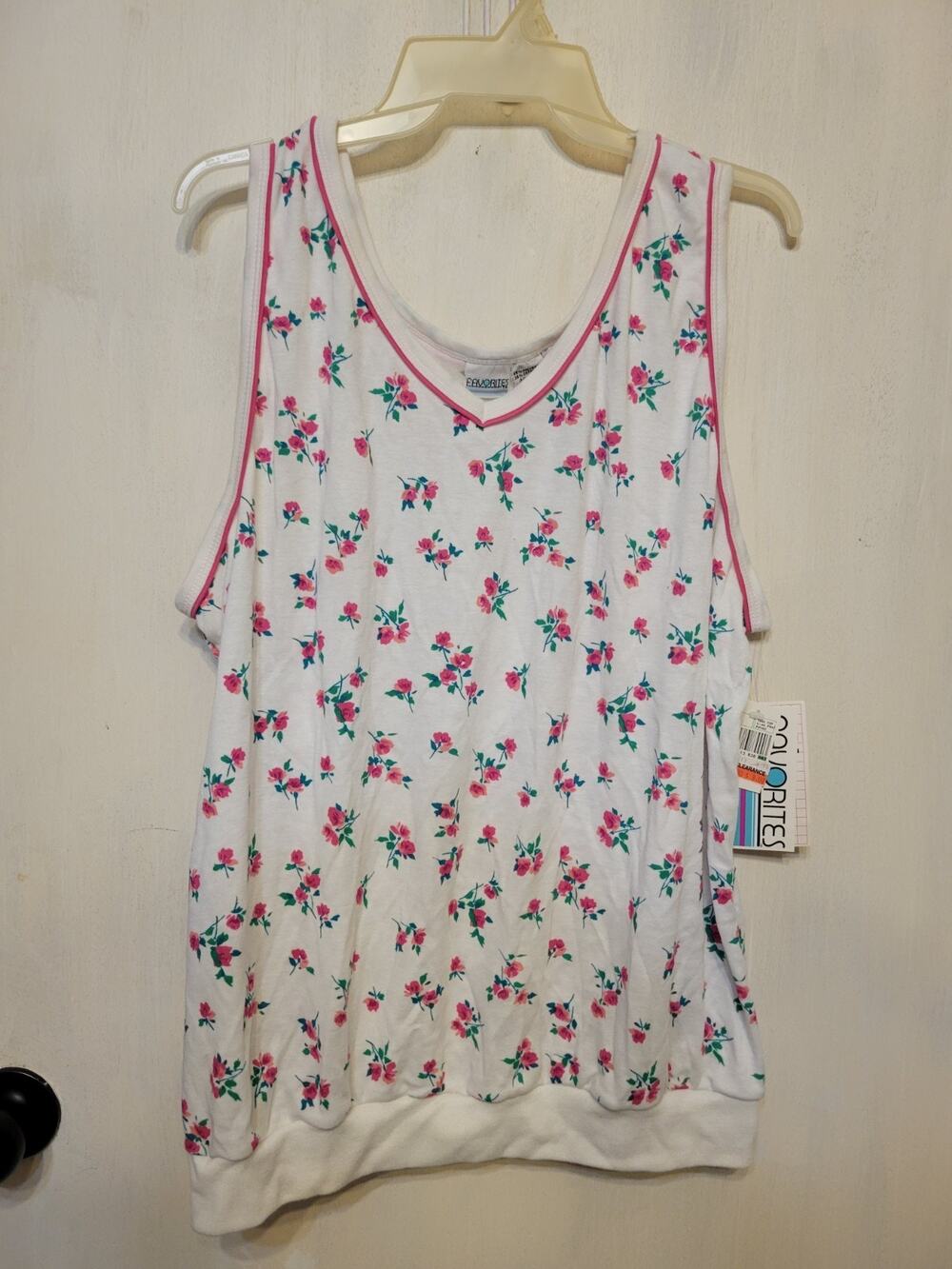Vintage Retro Favorites Pink White Floral Tank Blouse Size 3x New